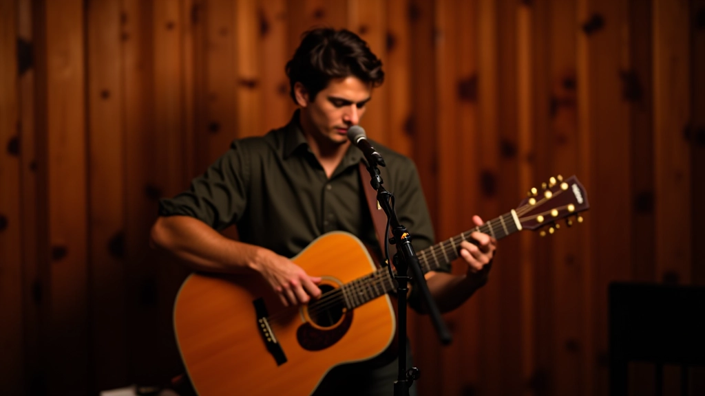 Intimate acoustic guitar performance in cozy Portuguese venue with wooden interior