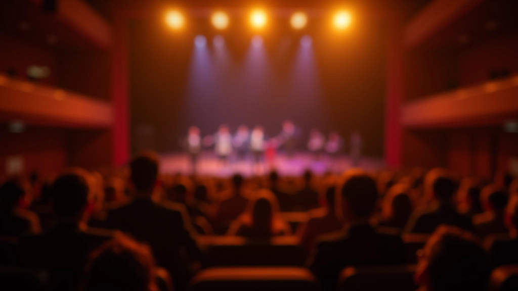 Diverse group of mature adults enjoying live music performance together at Portuguese concert hall